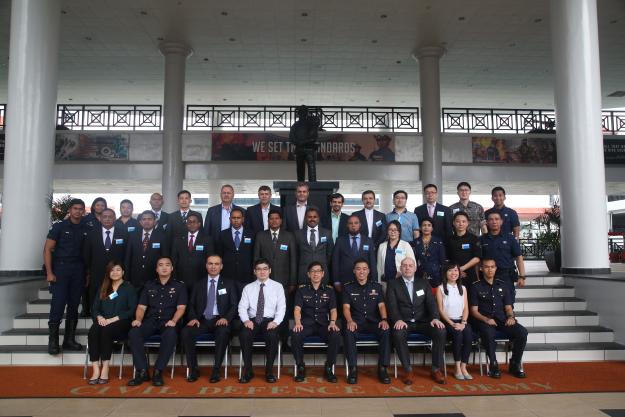 Emergency first responders at a field exercise on chemical emergency response held in Singapore’s Civil Defence Academy