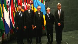 On 7 March 2006, H.E. Mr. Borys Tarasyuk, Foreign Minister of Ukraine, paid an official visit to the Organisation for the Prohibition of Chemical Weapons (OPCW) in The Hague. The OPCW implements the Chemical Weapons Convention, which bans absolutely the development, production, stockpiling or use of chemical weapons, while stipulating the irreversible destruction of all existing stocks of these weapons. 