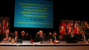 Opening of the session on 7 April 2008. The conference was chaired by H.E. Mr. Waleed A. Elkhereiji, Permanent Representative of the Kingdom of Saudi Arabia to the OPCW