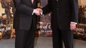 Mayor of The Hague, Mr Jozias van Aartsen (left) and OPCW Director-General Ahmet Üzümcü

