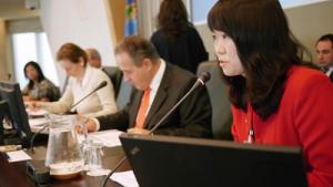 Ms Jing Dong from ICCA/AICM in China addresses the informal meeting between representatives of the chemical industry and OPCW Members States on 24 September 2012.