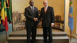 The President of the Republic of Senegal, H.E. Mr Macky Sall, and OPCW Director-General Ahmet Üzümcü 
The Director-General commends President Sall for Senegal’s commitment to the Chemical Weapons Convention and for its support to the work of the OPCW
