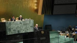 OPCW Director-General Ahmet Üzümcü addresses the UN General Assembly on 19 November, 2012.