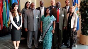 The Somali delegation with OPCW Deputy Director-General Mrs Grace Asirwatham and members of OPCW staff.