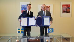 H.E. Mr Johannes Oljelund, Permanent Representative of the Kingdom of Sweden to the OPCW, and Ambassador Fernando Arias, OPCW Director-General